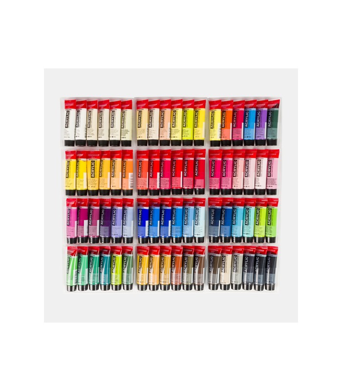 Caja de 72 acrilicos amsterdam. De secado rápido y al agua.