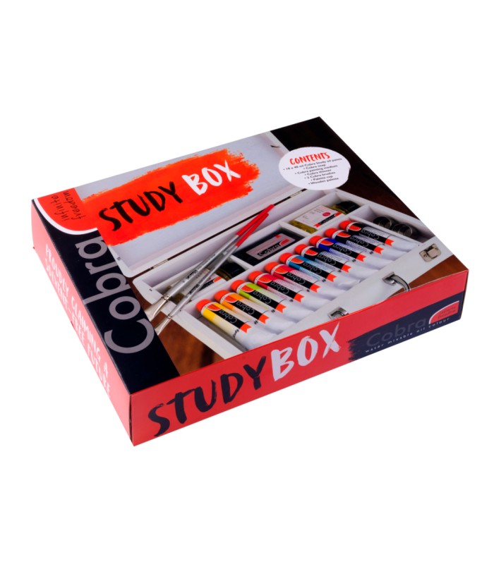 Caja de óleos al agua Cobra Study | Caja con 10 colores + accesorios