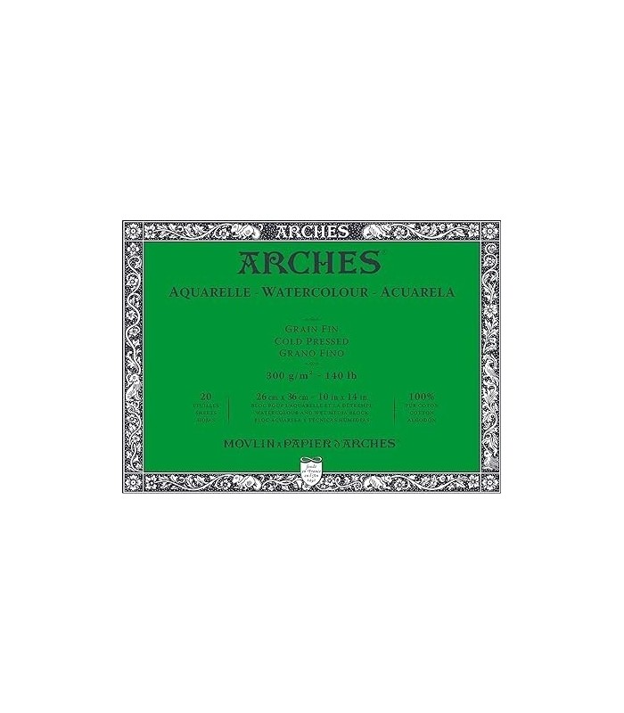 Bloc acuarela grano fino 26x36 Arches 20 hojas
