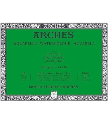Bloc acuarela grano fino 26x36 Arches 20 hojas