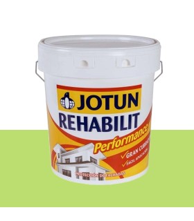 Pintura verde Winter Willow mate Rehabilit Performance de JOTUN en pared exterior