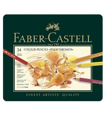 Estuche metal 24 lápices policromos de colores luminosos Faber-Castell