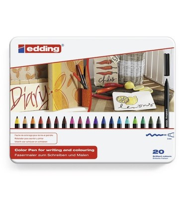 Estuche 20 rotuladores punta redonda colores Edding 1300 tinta al agua
