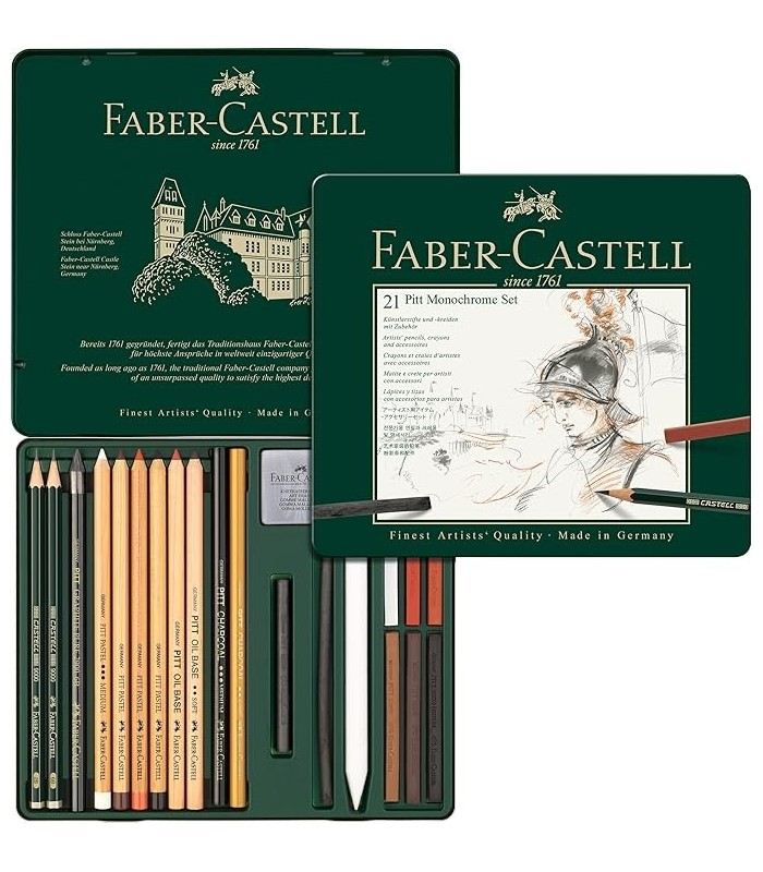 Estuche de metal 24 lápices triangulares acuarelables Faber-Castell