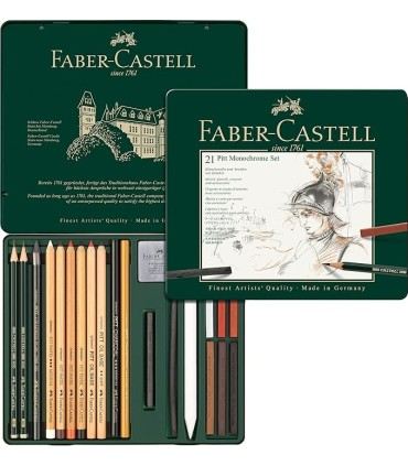 Estuche de metal 24 lápices triangulares acuarelables Faber-Castell