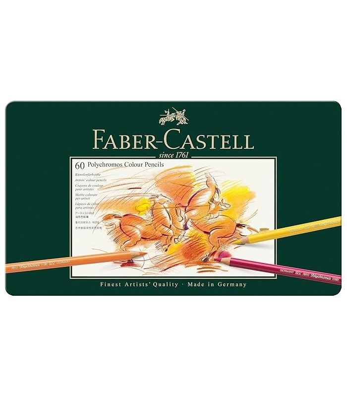 Estuche de metal con 60 lápices de color Polychromos Faber-Castell