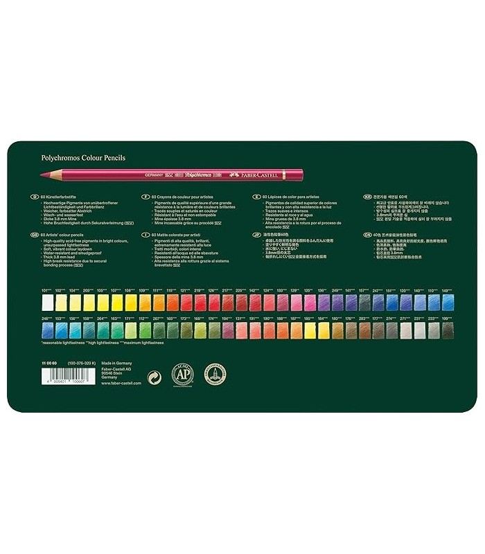 Estuche de metal con 60 lápices de color Polychromos Faber-Castell