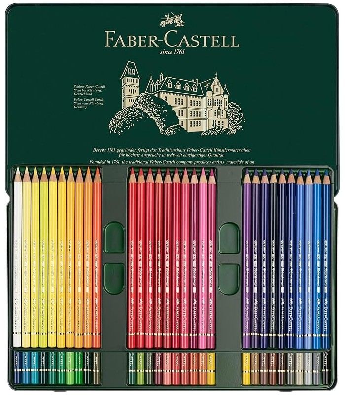 Estuche de metal con 60 lápices de color Polychromos Faber-Castell