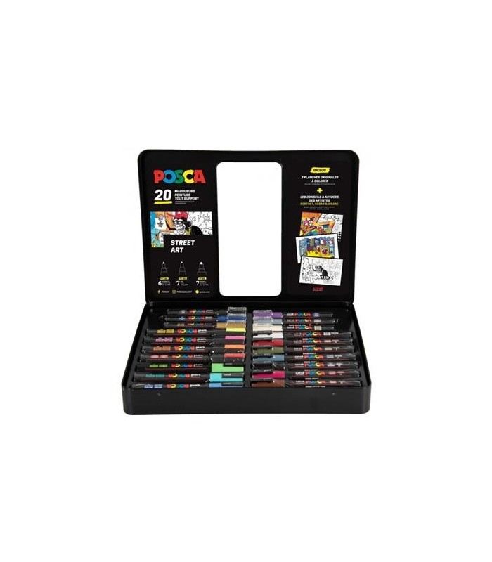 Maleta metálica 20 rotuladores Posca