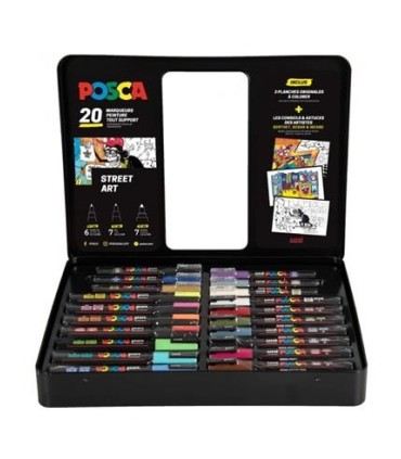 Maleta metálica 20 rotuladores Posca