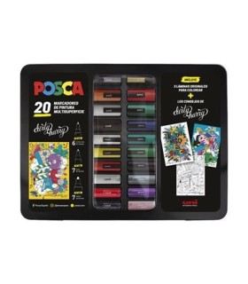 Maleta metálica 20 rotuladores Posca