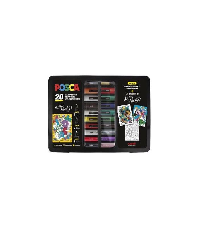 Maleta metálica 20 rotuladores Posca