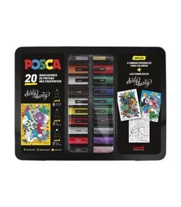 Maleta metálica 20 rotuladores Posca
