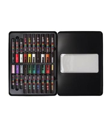 Maleta metálica 20 rotuladores Posca