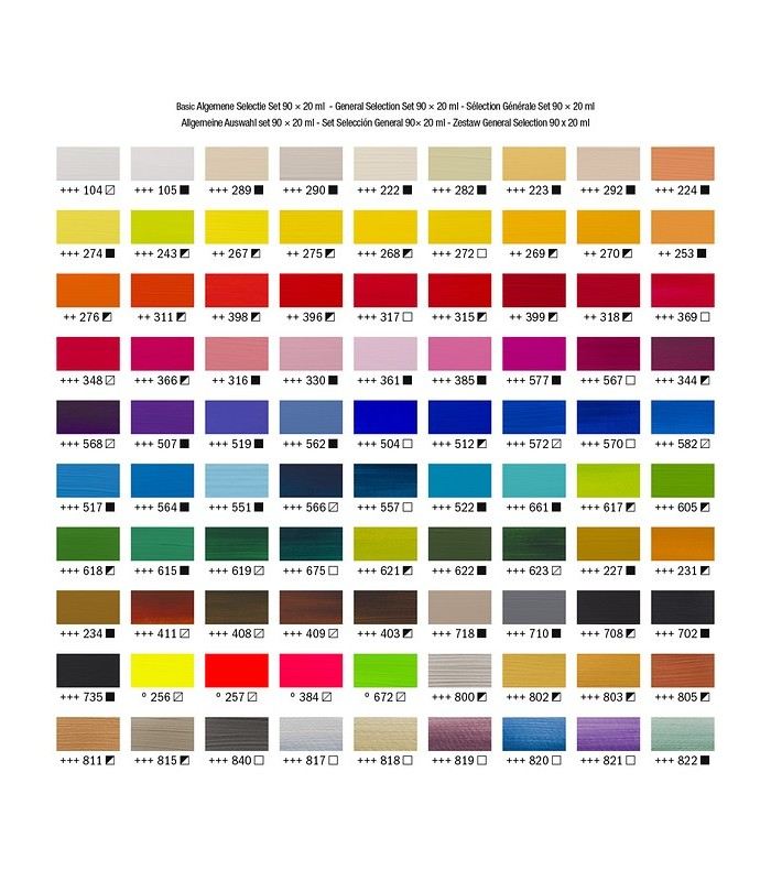 Set de 90 acrílicos Amsterdam x 20 ml
