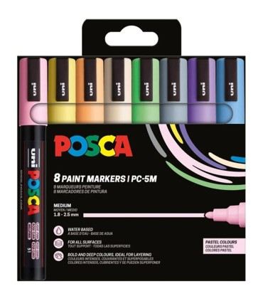Estuche PC-5M 8 colores pastel Posca