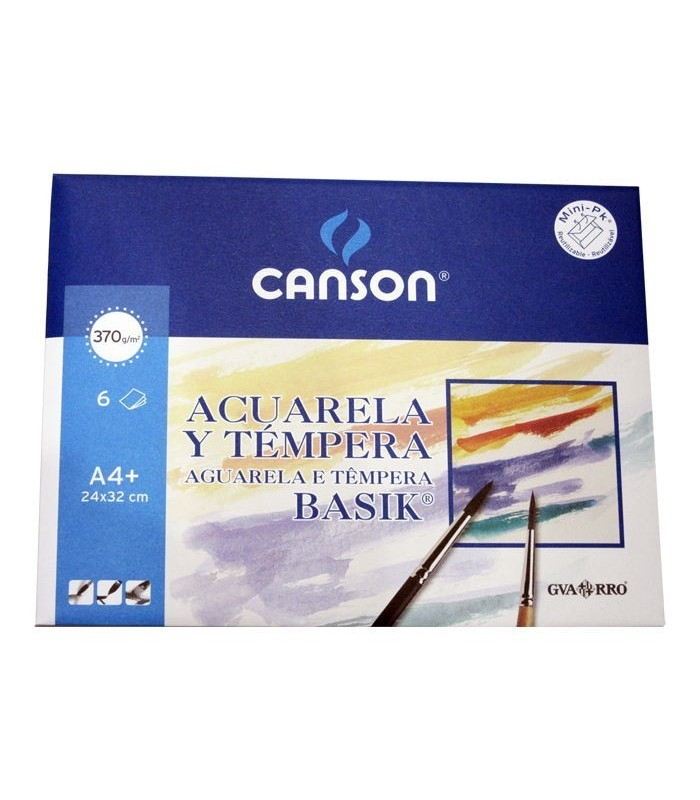 Pack acuarela y tempera Basik Canson 6 hojas 370 gramos