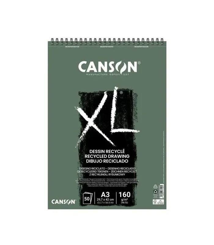 Bloc XL Papel de dibujo Reciclado Canson A3 (29,7x42) 160 gr.