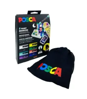 Set 8 rotuladores Posca 5M + bolsa de tela