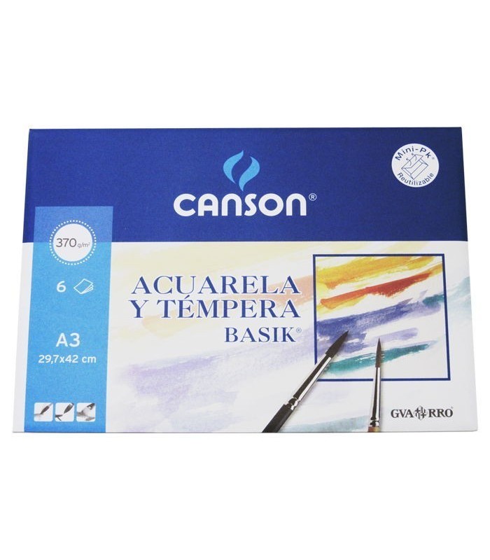 Pack acuarela y tempera Basik Canson 6 hojas 370 gramos