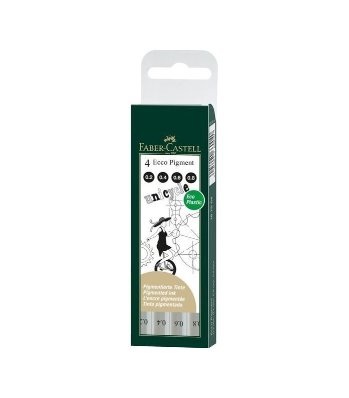 4 Rotuladores calibrados negros 0,2-0,4-0,6-0,8 Faber-Castell