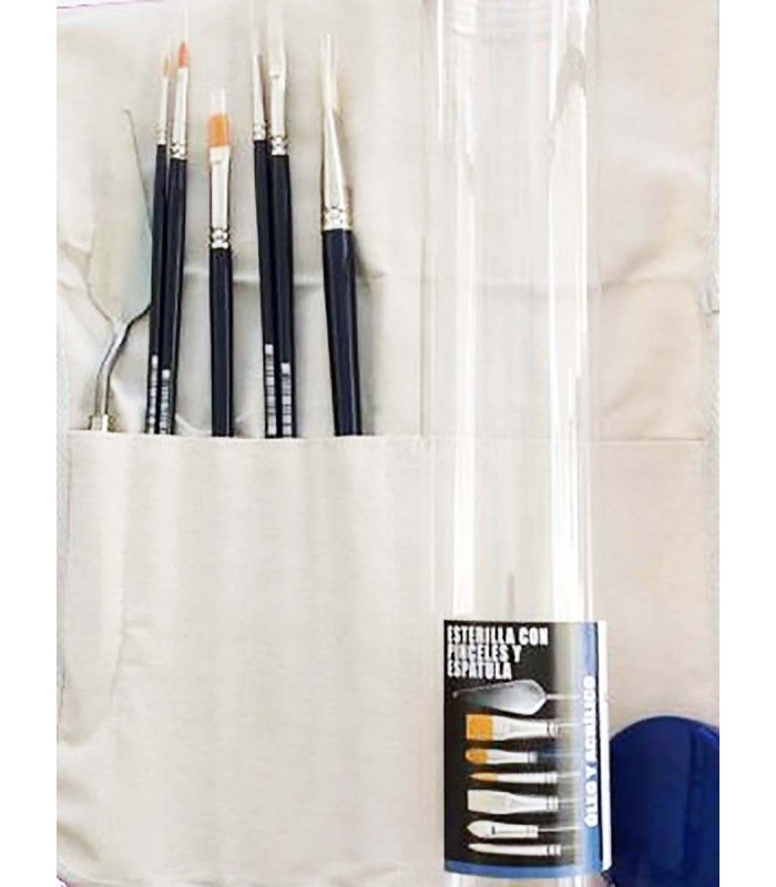 Tubo de 6 pinceles, espátula y porta pinceles para óleo y acrílico Van Gogh