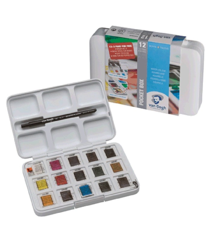 Caja Acuarela Van Gogh Pocket 12+3 Pastillas